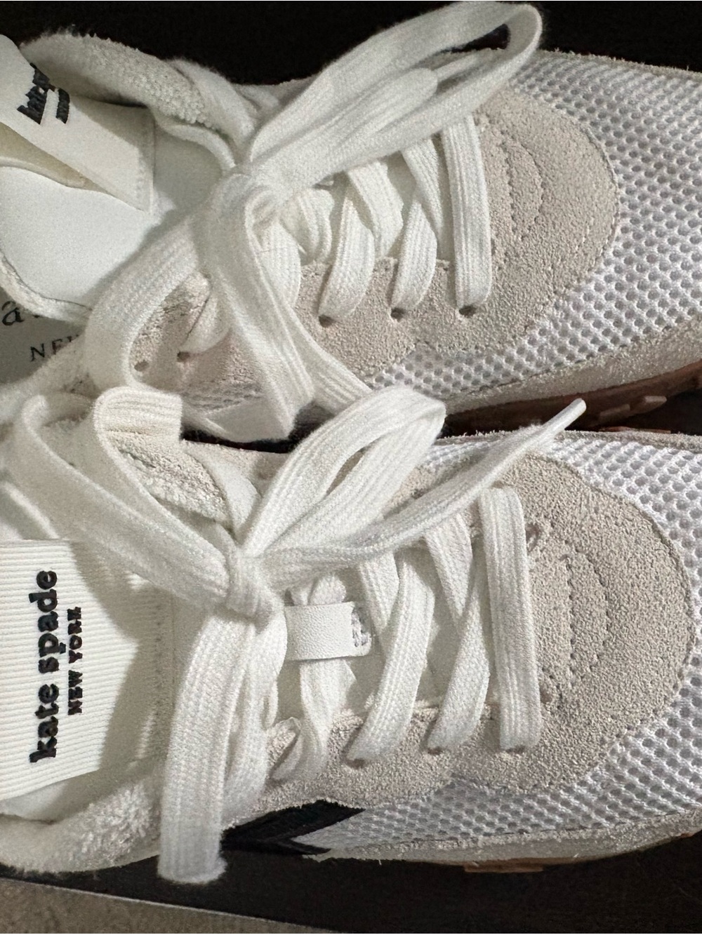 kate spade White and Black Mesh & Leather Sneakers with Gum Sole - Picture 10 of 10